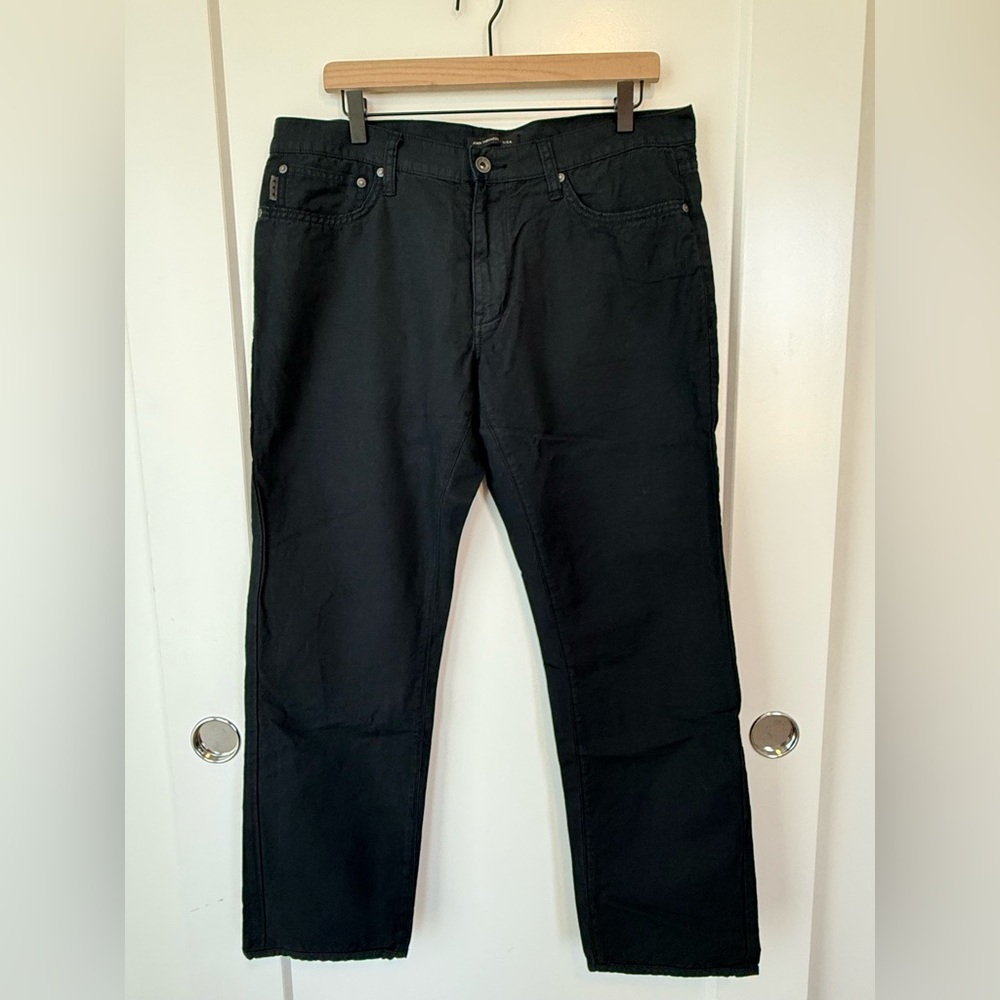 John Varvatos Black Linen/Cotton Pant